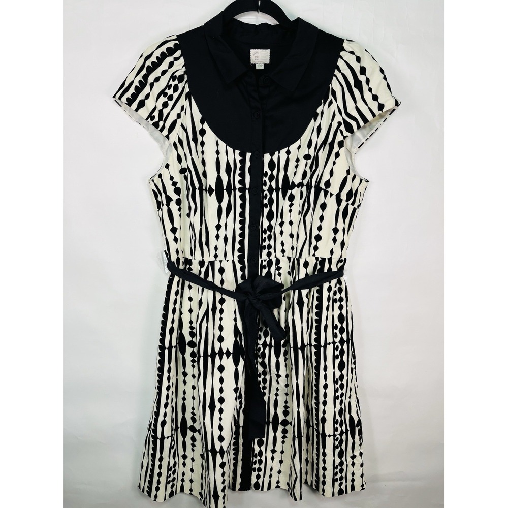 Anthropologie Black and White Harlequin‎ Corduroy Shirtdress by Postmark Size 14